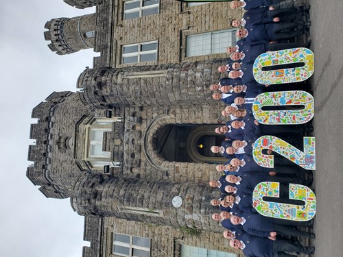 Dowlais Male Choir in front of Cyfarthfa Castle
