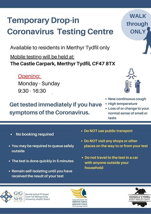Temporary Drop-in Coronavirus Testing Centre