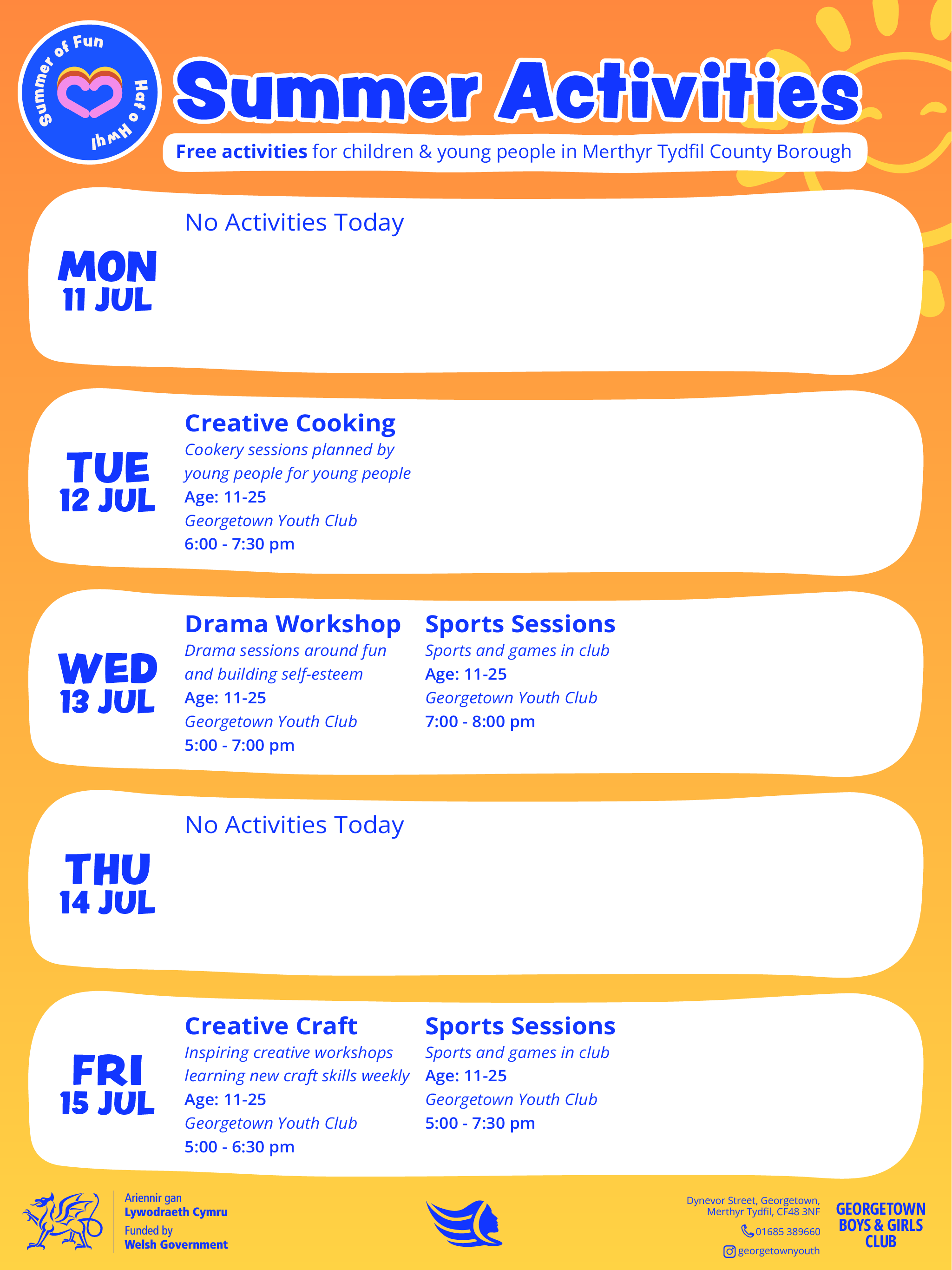 Summer of Fun Activities Calendar