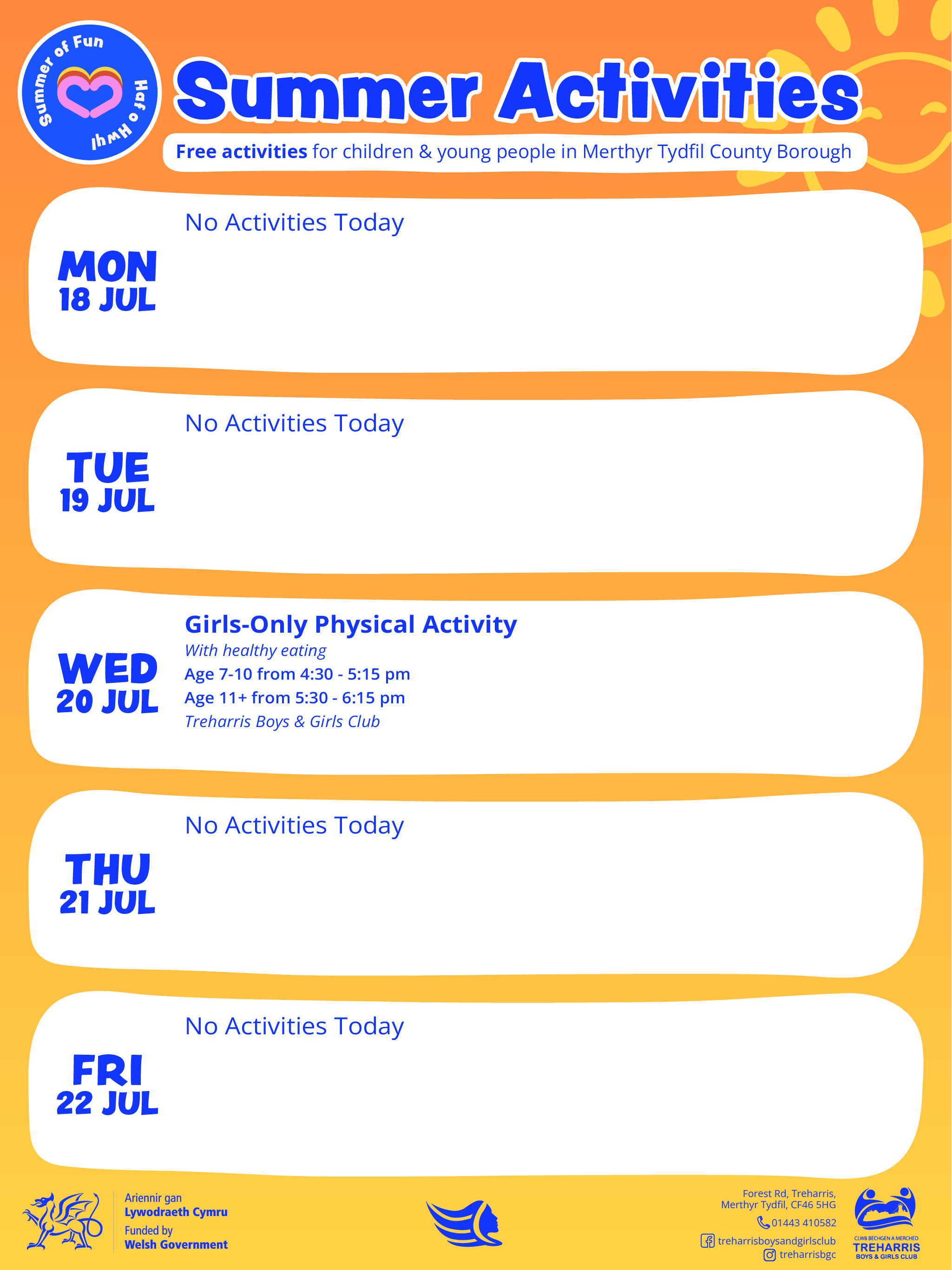 Summer of Fun Activities Calendar