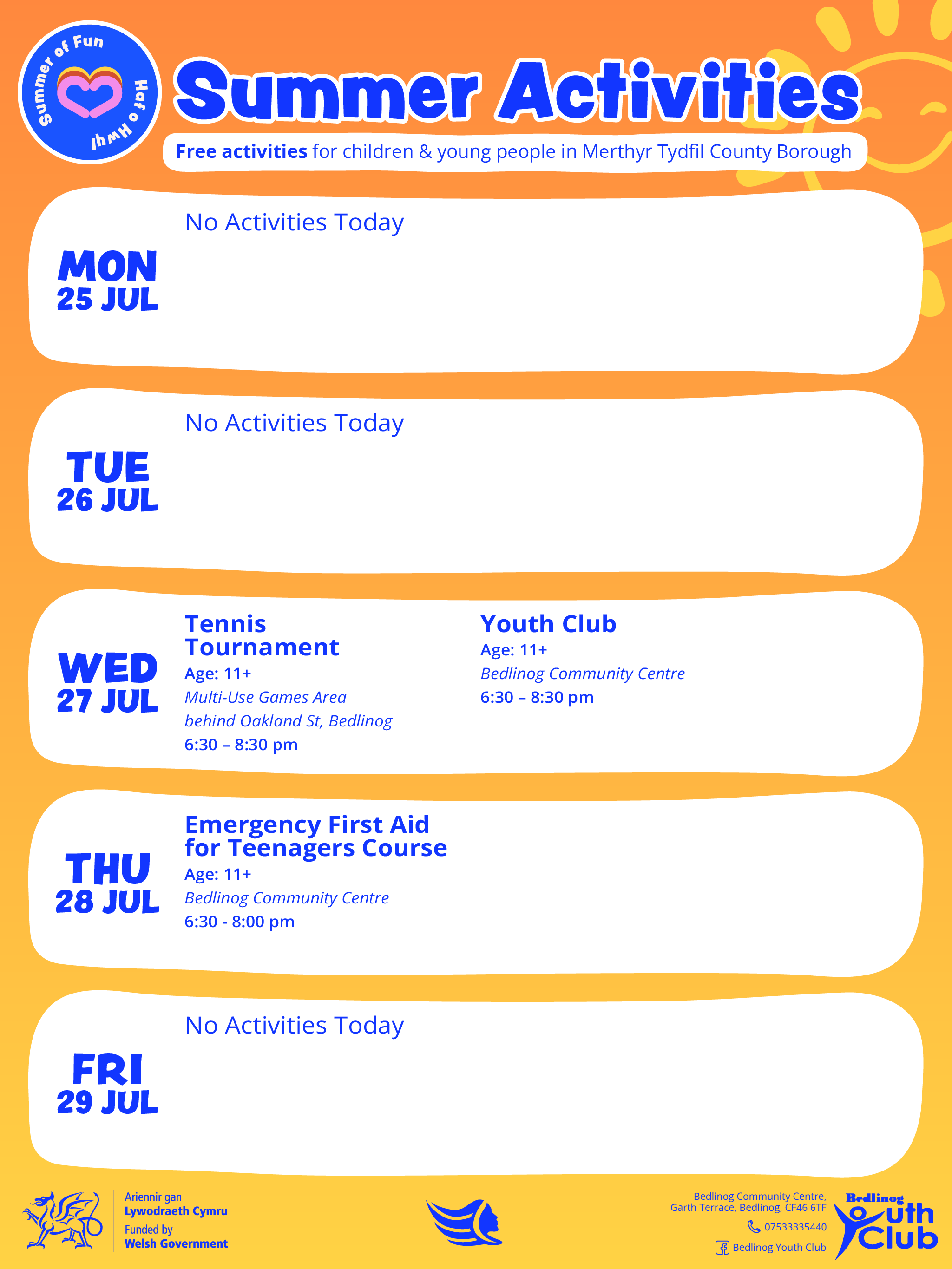 Summer of Fun Activities Calendar