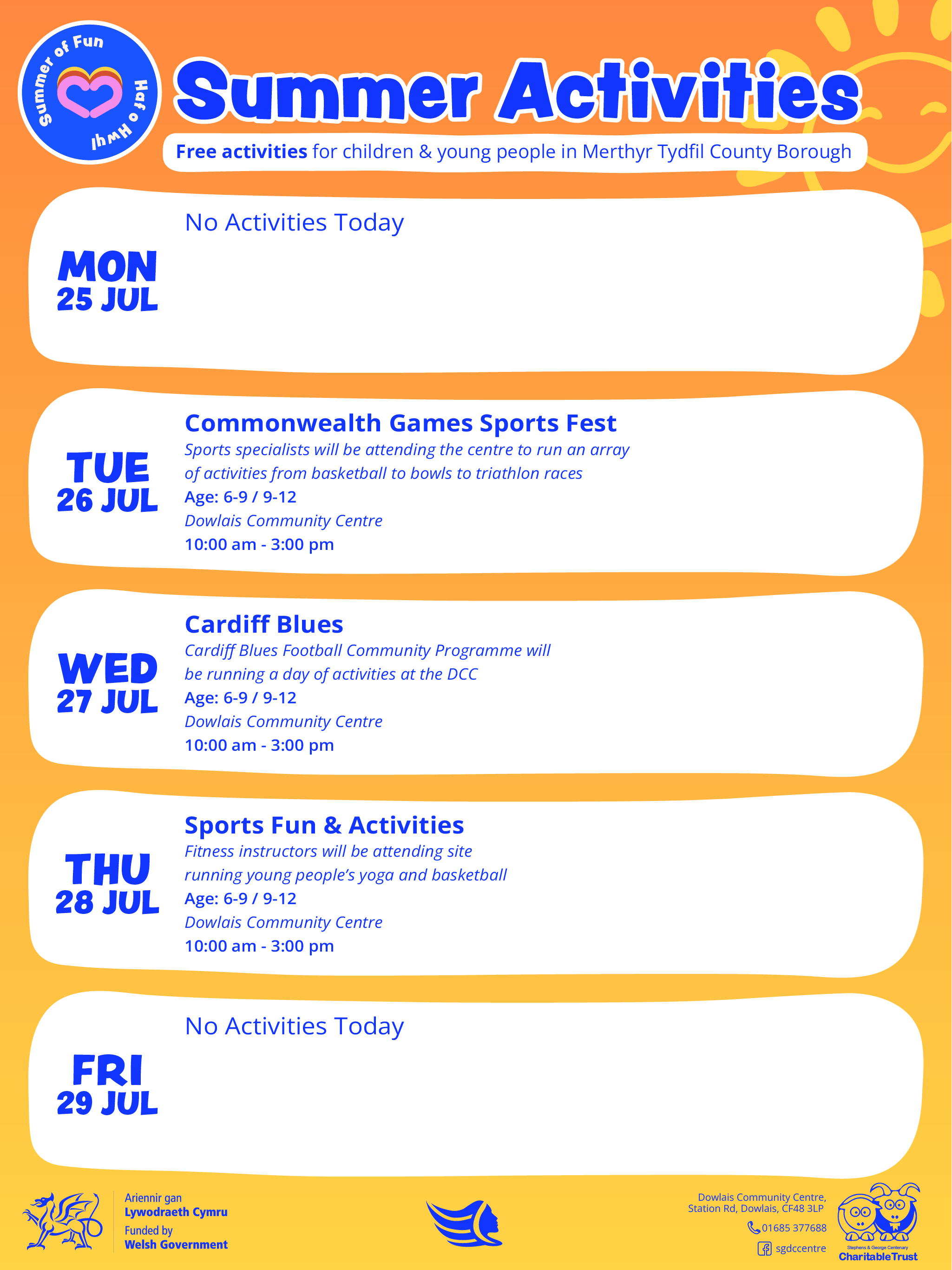 Summer of Fun Activities Calendar