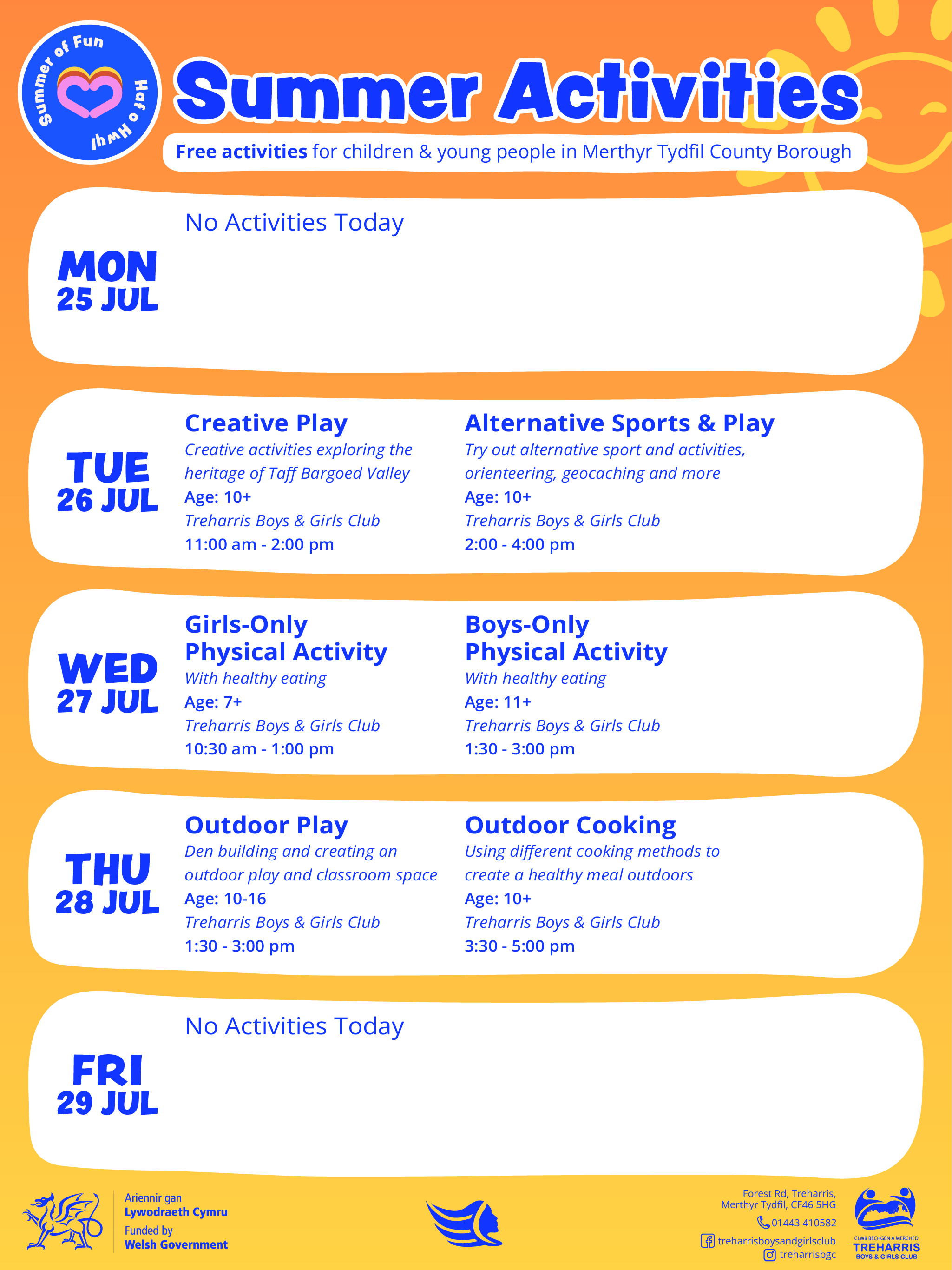 Summer of Fun Activities Calendar