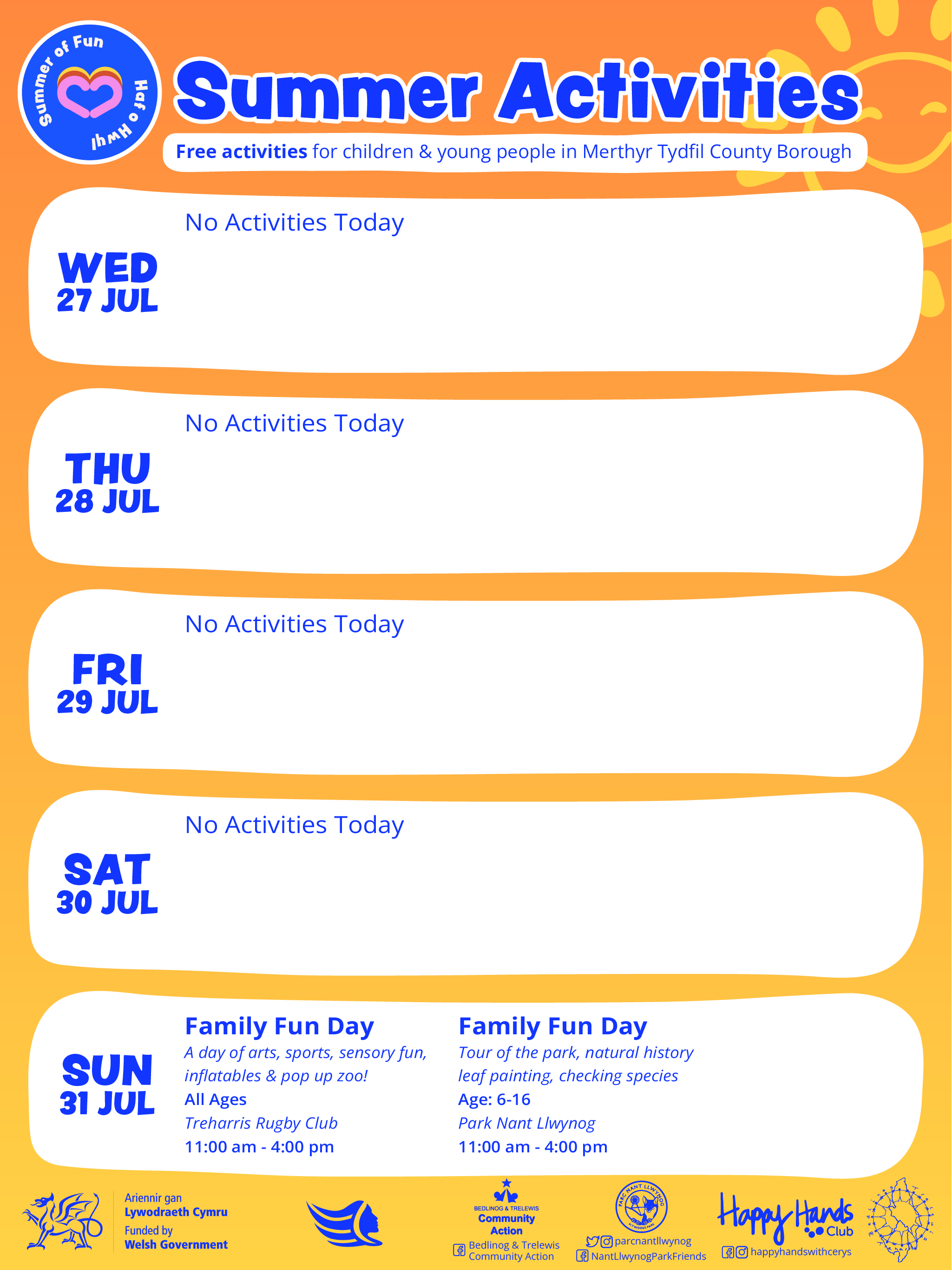 Summer of Fun Activities Calendar