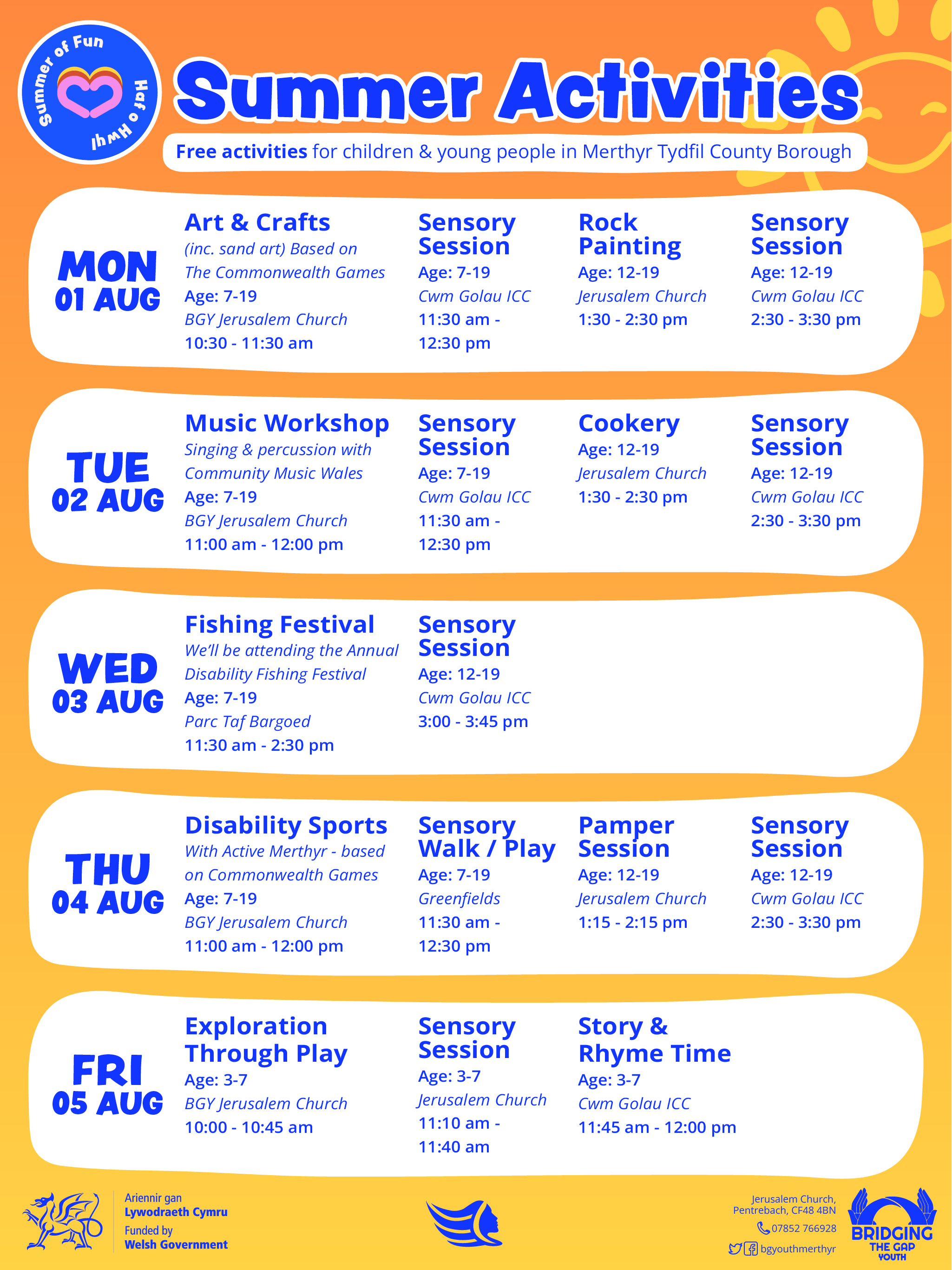 Summer of Fun Activities Calendar