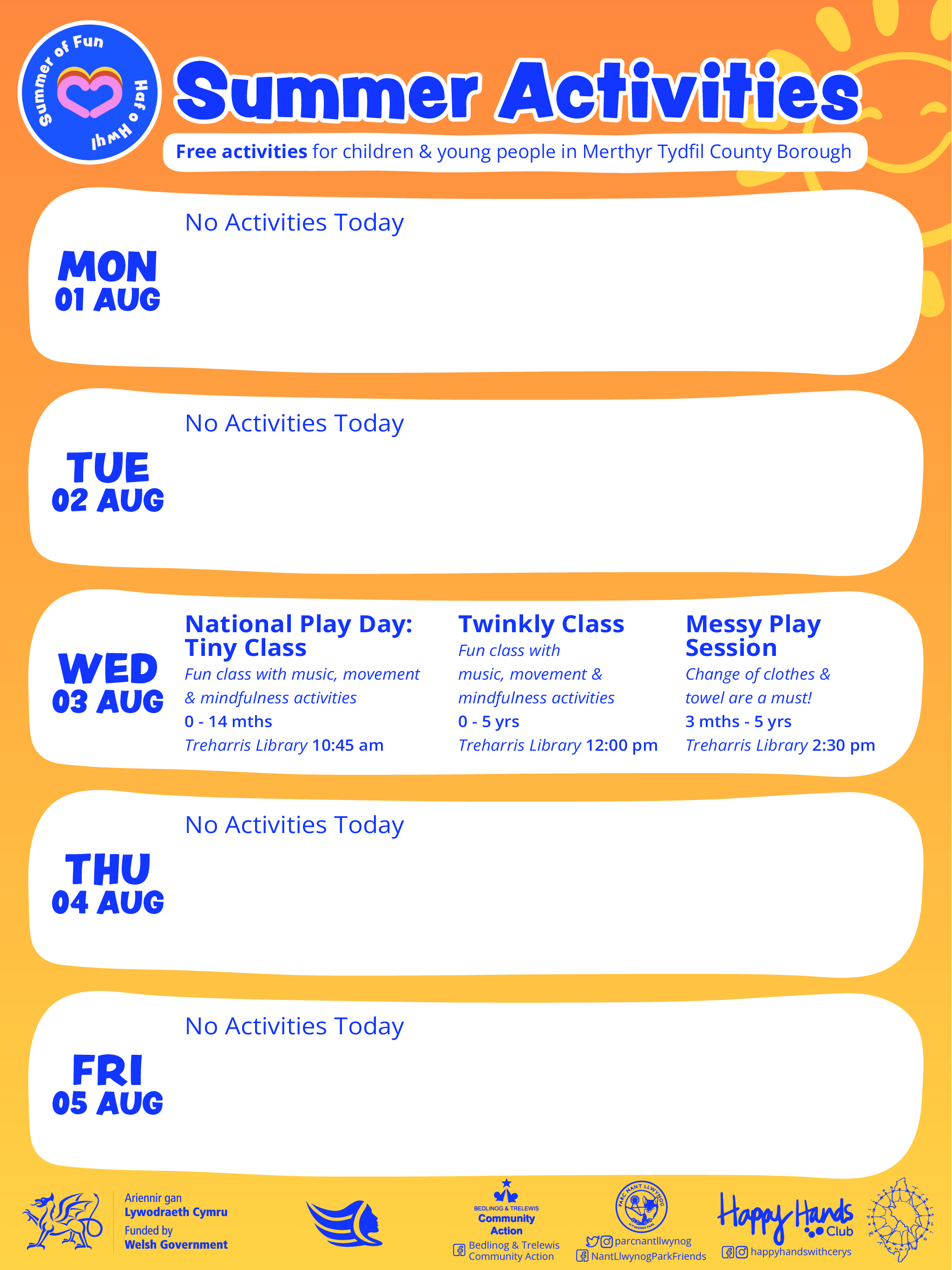 Summer of Fun Activities Calendar