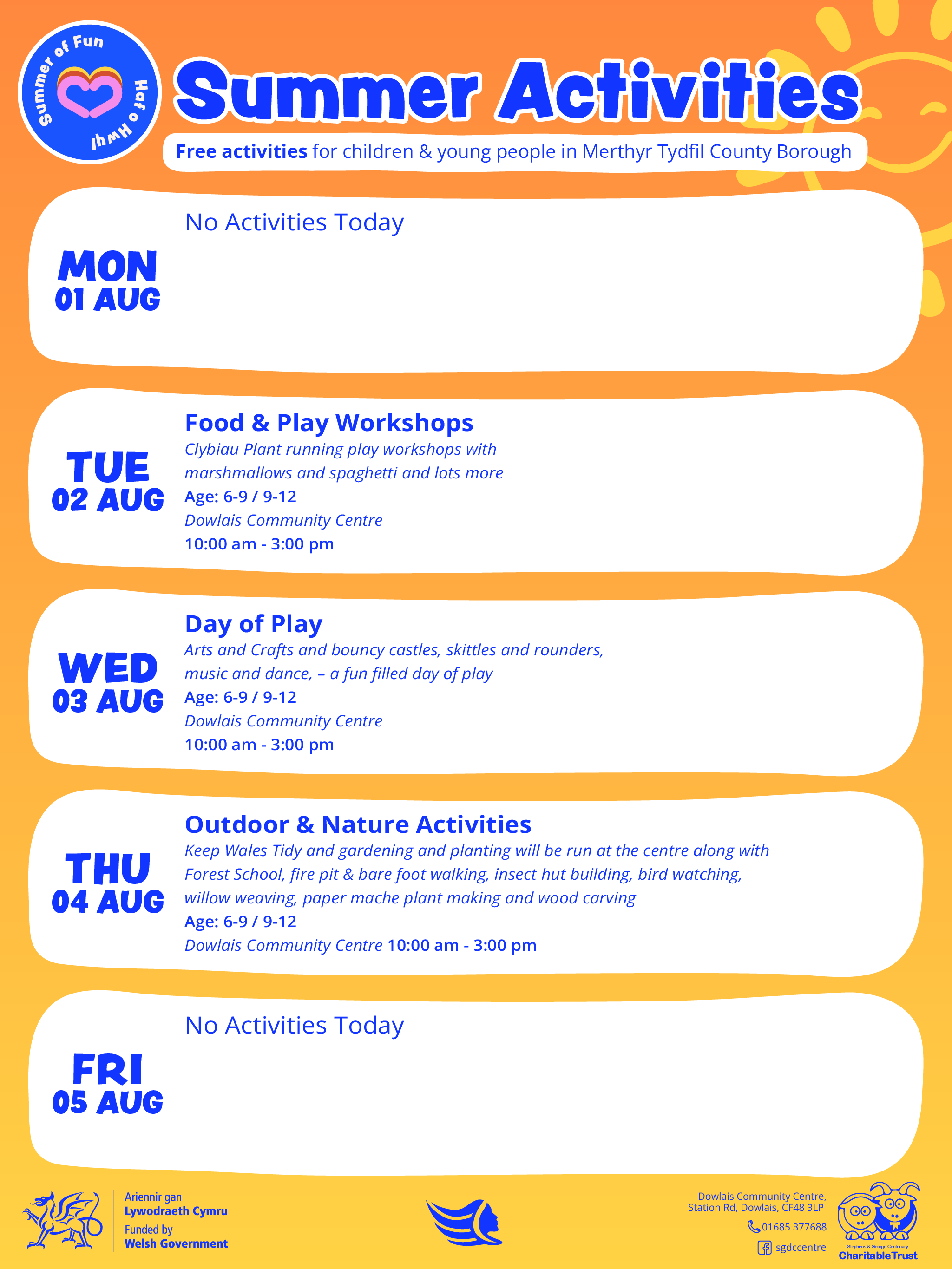 Summer of Fun Activities Calendar