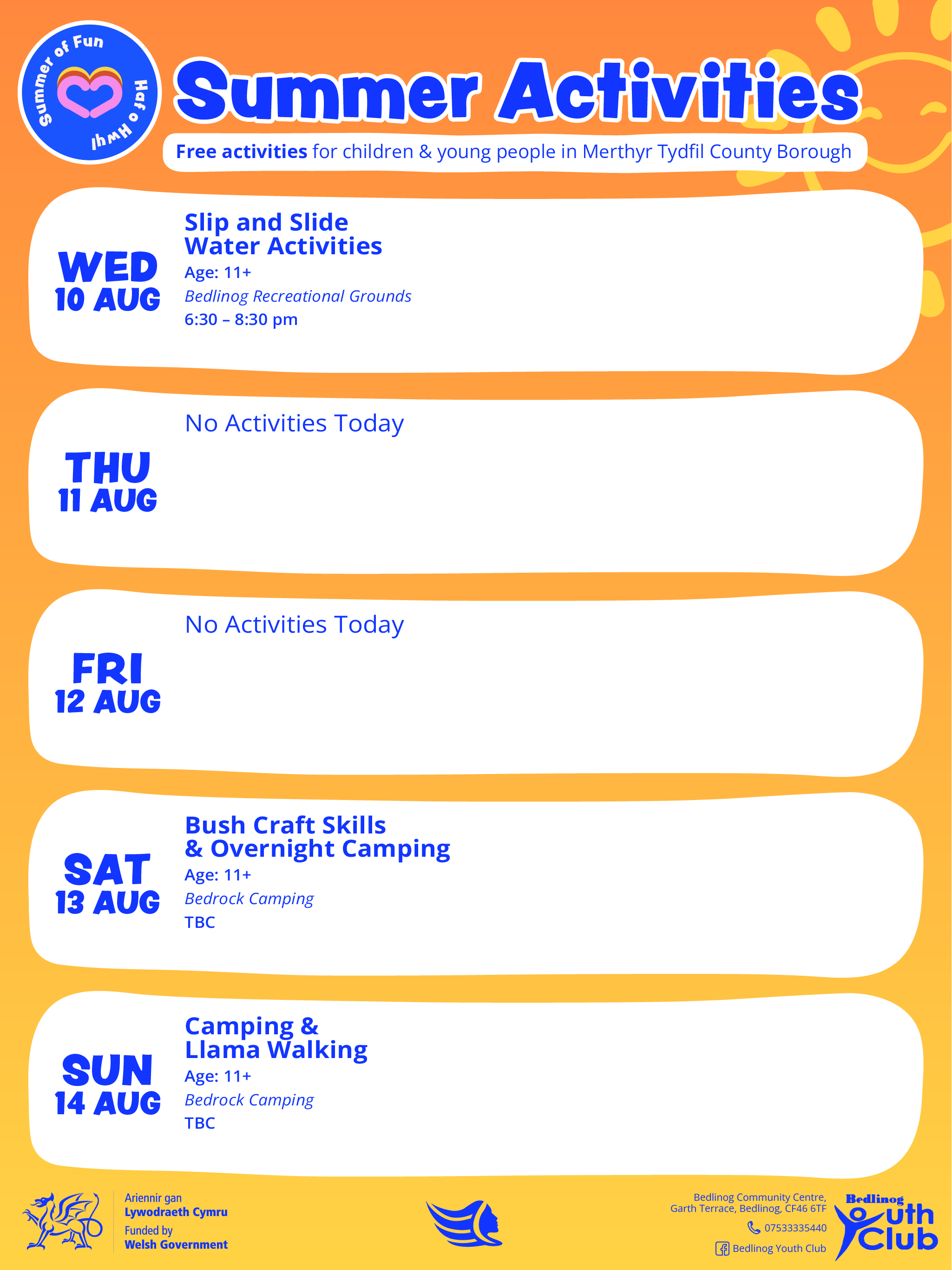 Summer of Fun Activities Calendar