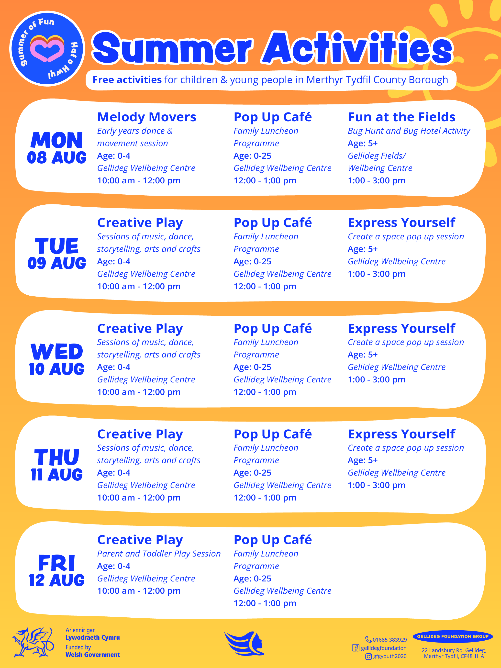 Summer of Fun Activities Calendar