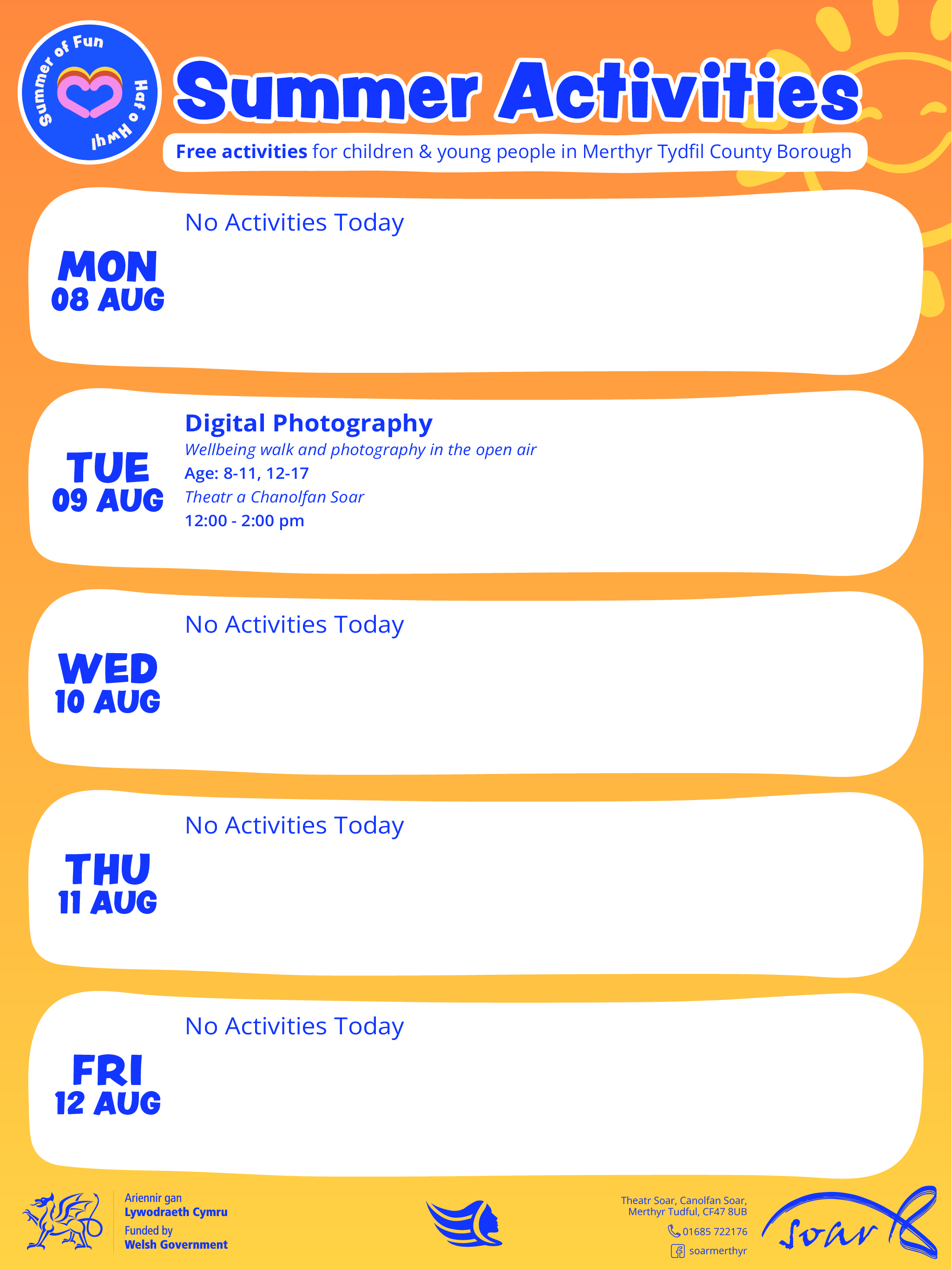 Summer of Fun Activities Calendar