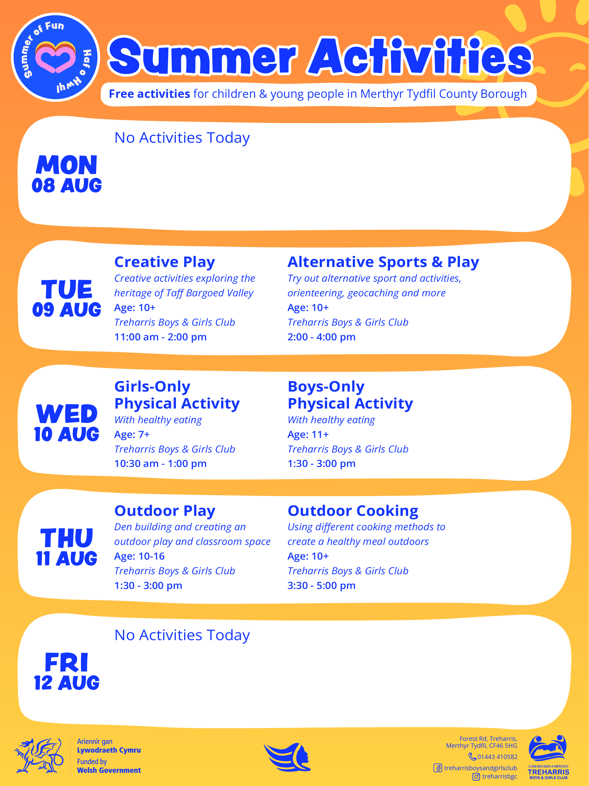 Summer of Fun Activities Calendar