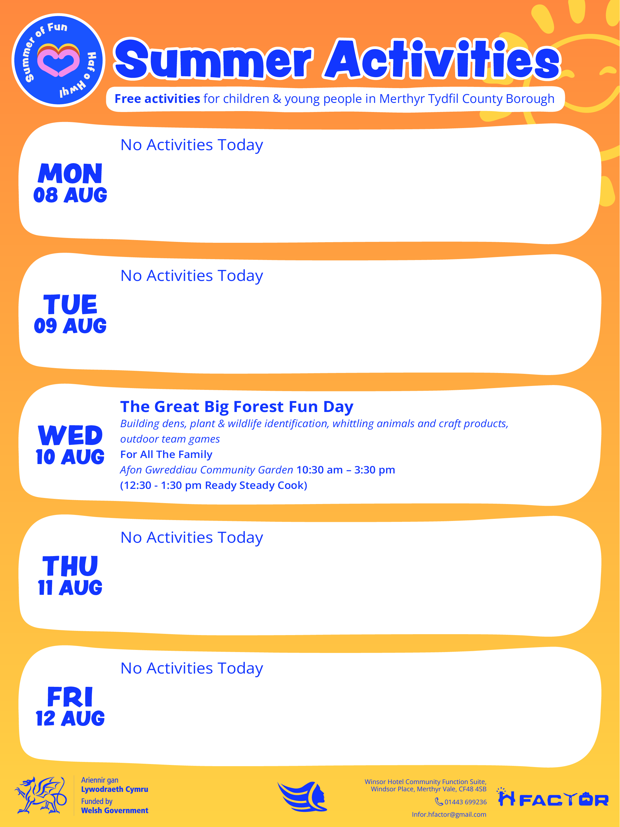 Summer of Fun Activities Calendar