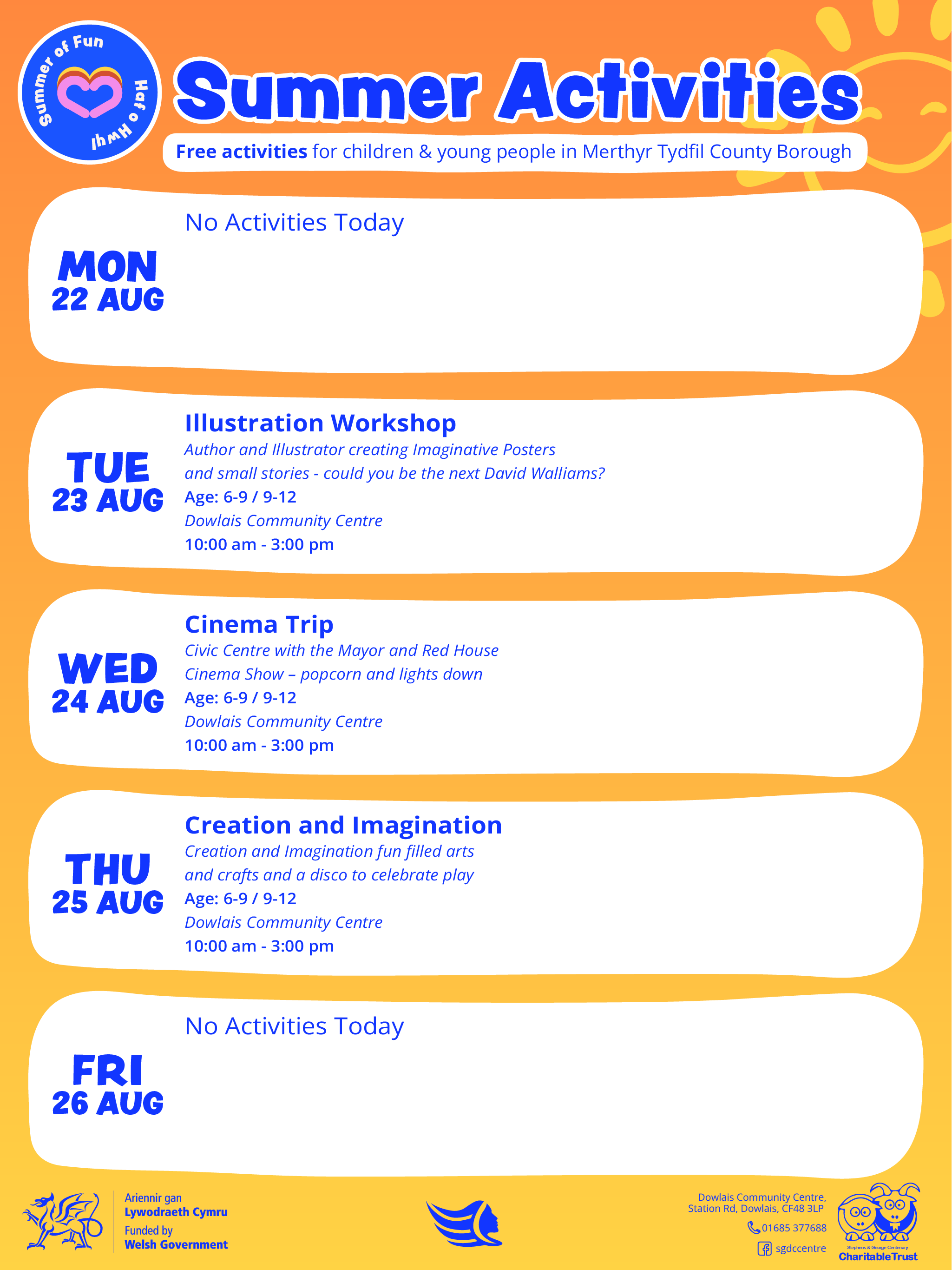 Summer of Fun Activities Calendar