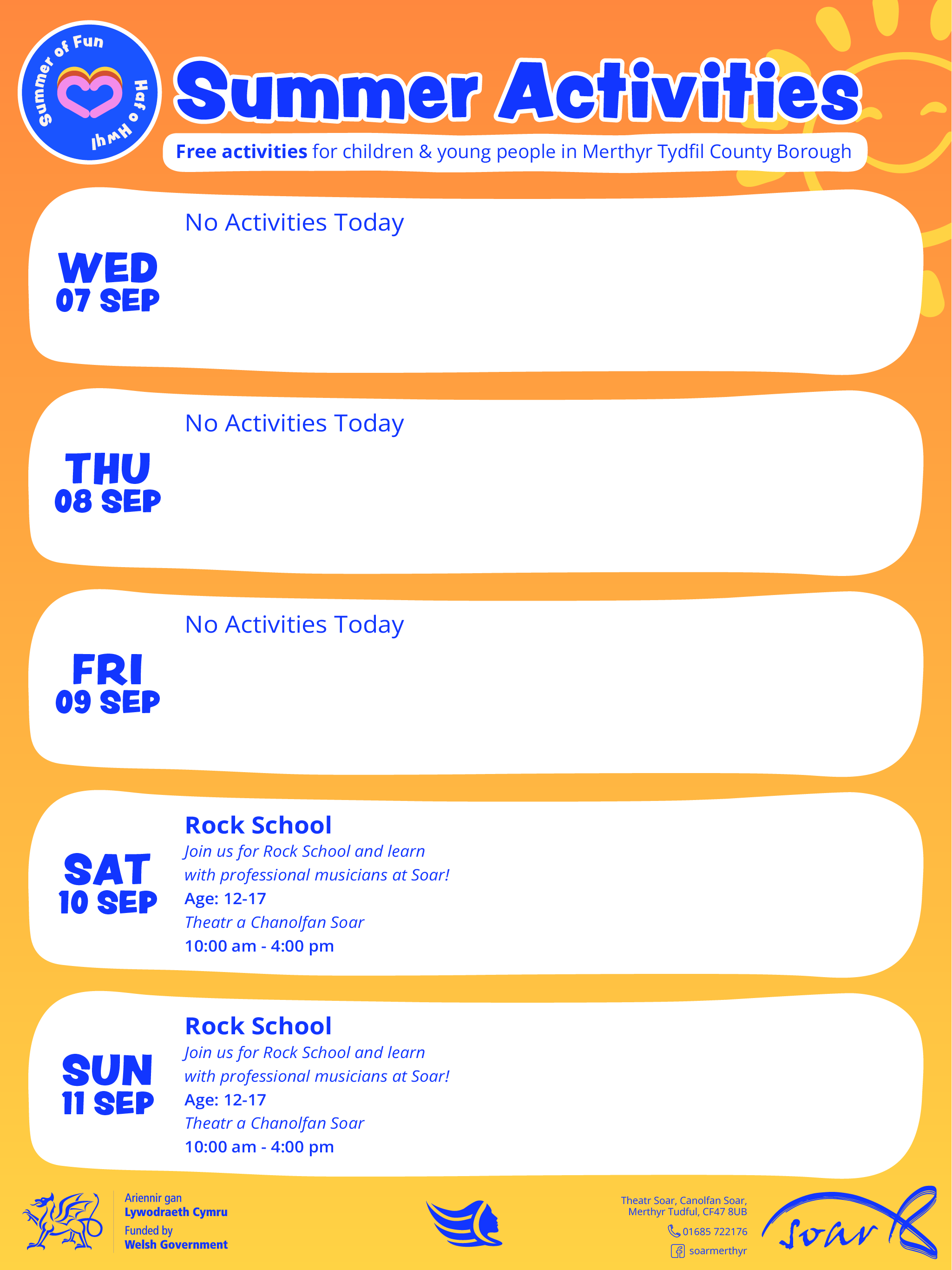 Summer of Fun Activities Calendar