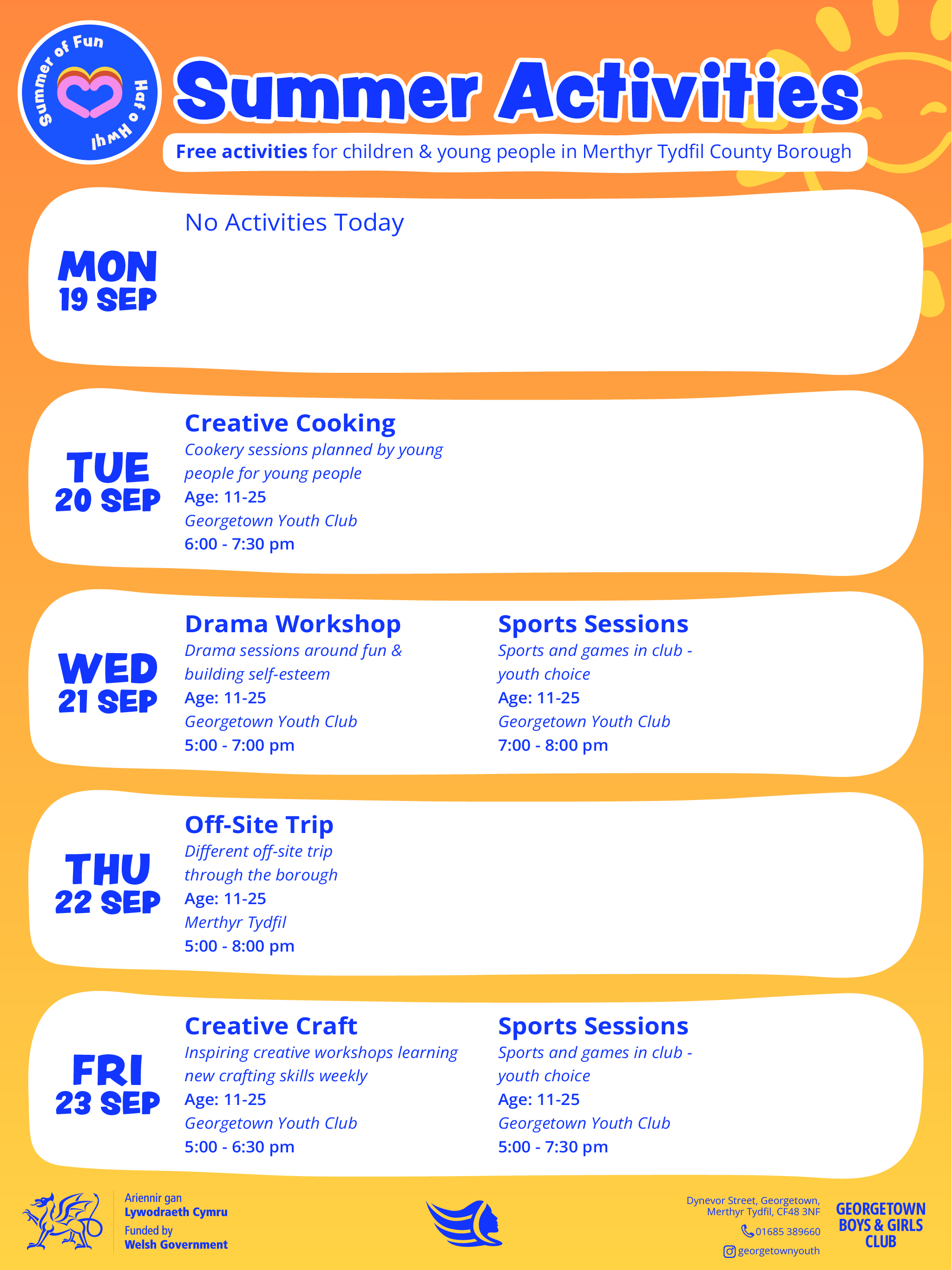 Summer of Fun Activities Calendar