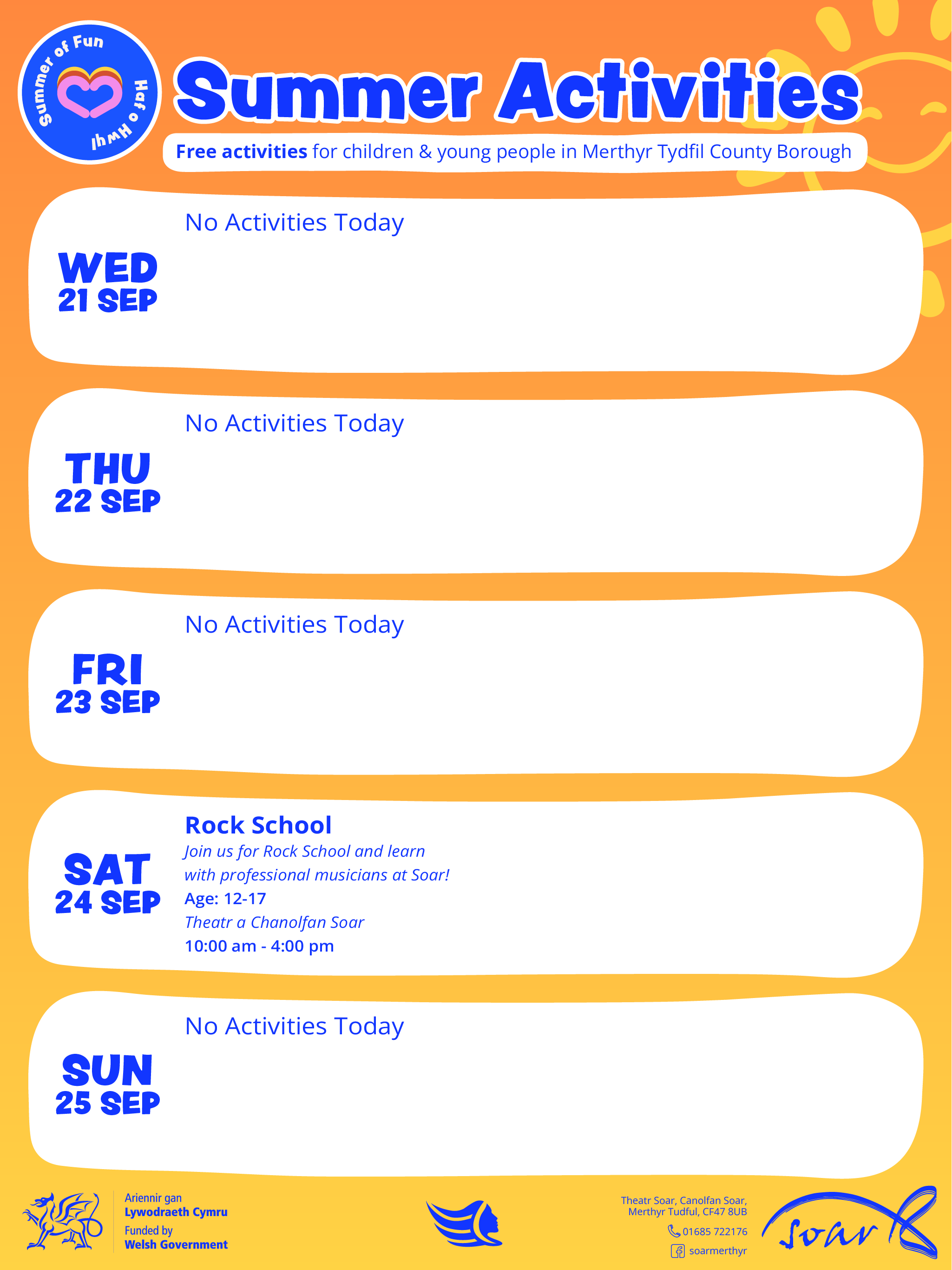 Summer of Fun Activities Calendar